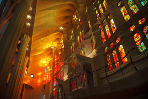 The beauty of lights in Sagrada Familia